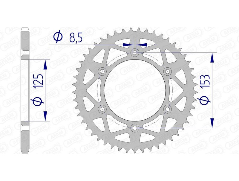 ZĘBATKA NAPĘDZANA TYŁ MOTO. ALUMINIOWA ANODOWANA SREBRNA